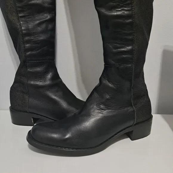 Sesto Meucci Leather Riding Slouchy Knee High Phyton Print Gothic Boots Size 7 - Picture 8 of 15